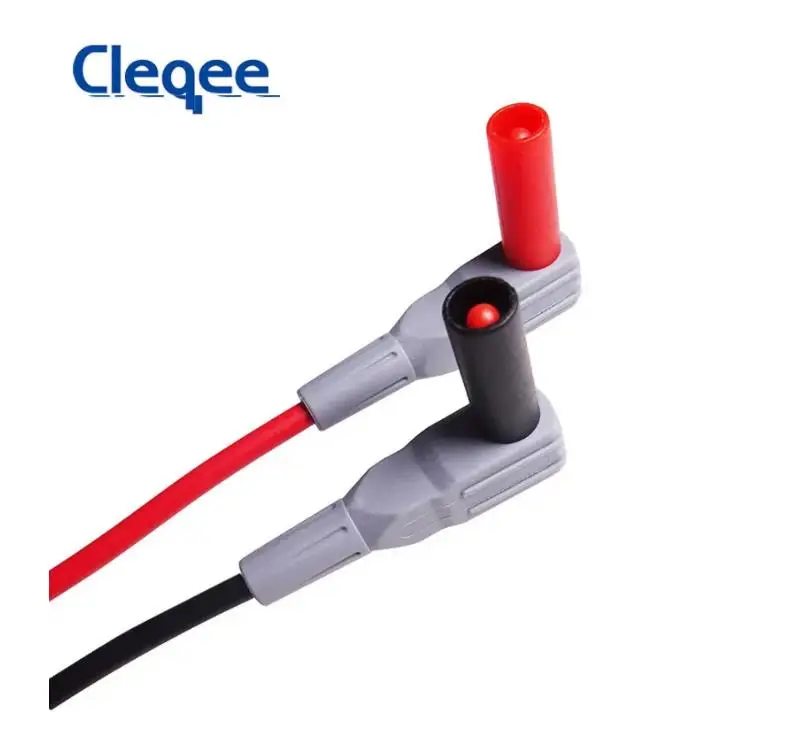 Cleqee P1033 Safety Banana Plug Test Lead 90 Degree To Straight Multimeter Test Cable 100CM 1000V/15A 2PCS