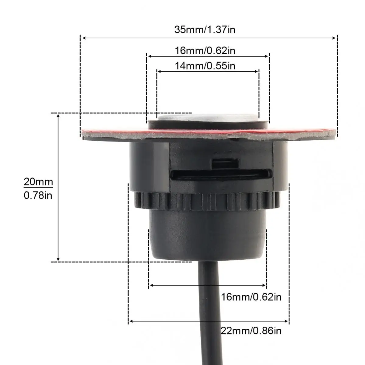 2.5 M 13mm Original Flat Sensors Adjustable Depth 16mm Car Parking Sensor for Monitor Reverse System