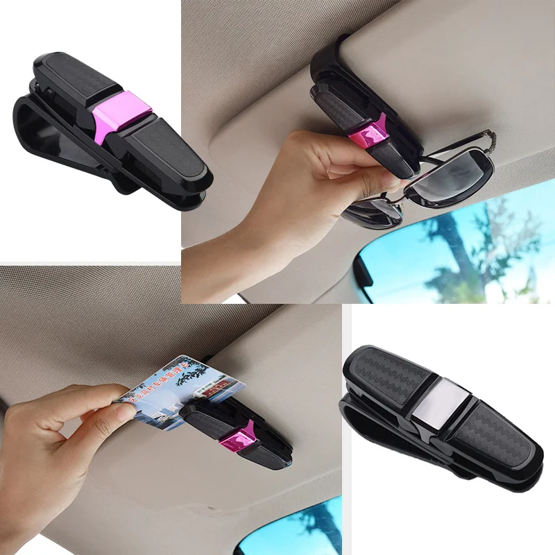 2PCS Car Glasses Case Auto Sun Visor Glasses Holder Sunglasses Clip Sunglasses Eyeglasses Card Holder Car Accessories Interior