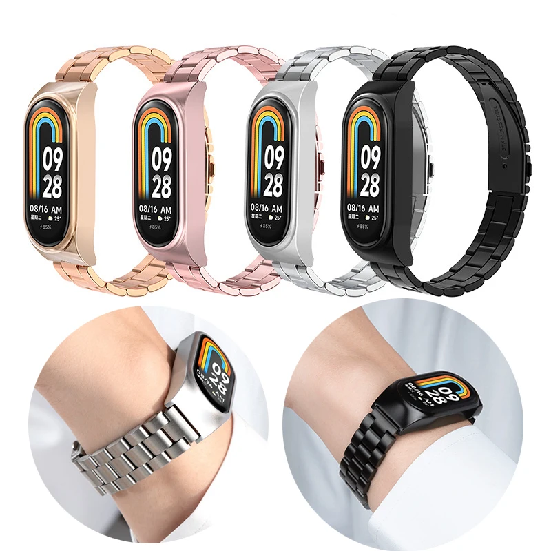 

Металлический ремешок для Xiaomi Mi Band 8, браслет для Xiaomi Mi 8, умный браслет из нержавеющей стали, аксессуары для часов Millet 8nfc