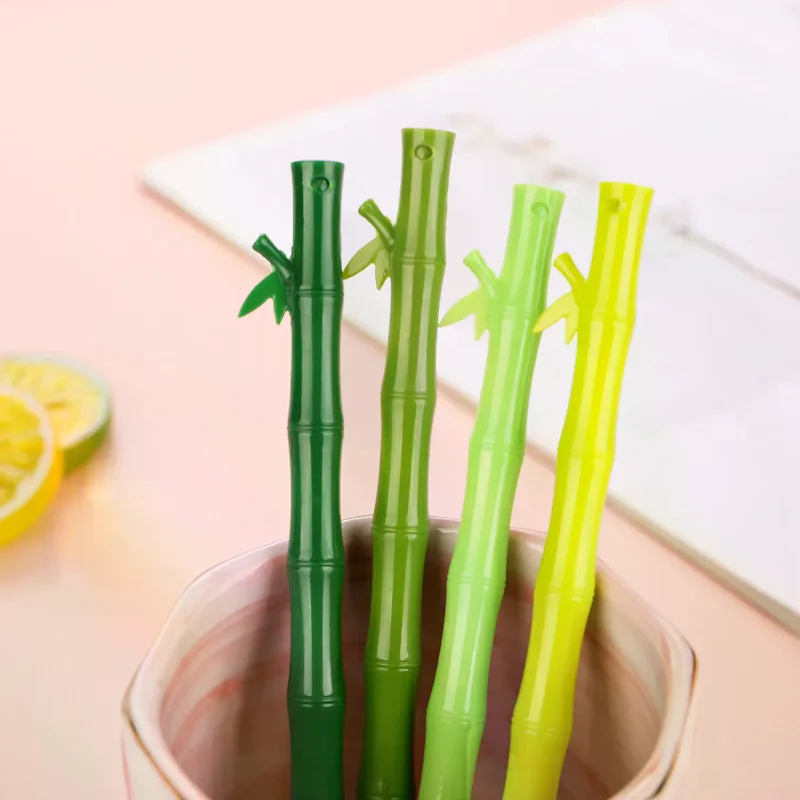 Set di penne a sfera in bambù di colore casuale da 2 pezzi Accessori scolastici per ufficio per studenti carini Penne per scrittura ecologiche Materiale scolastico - immagine 3