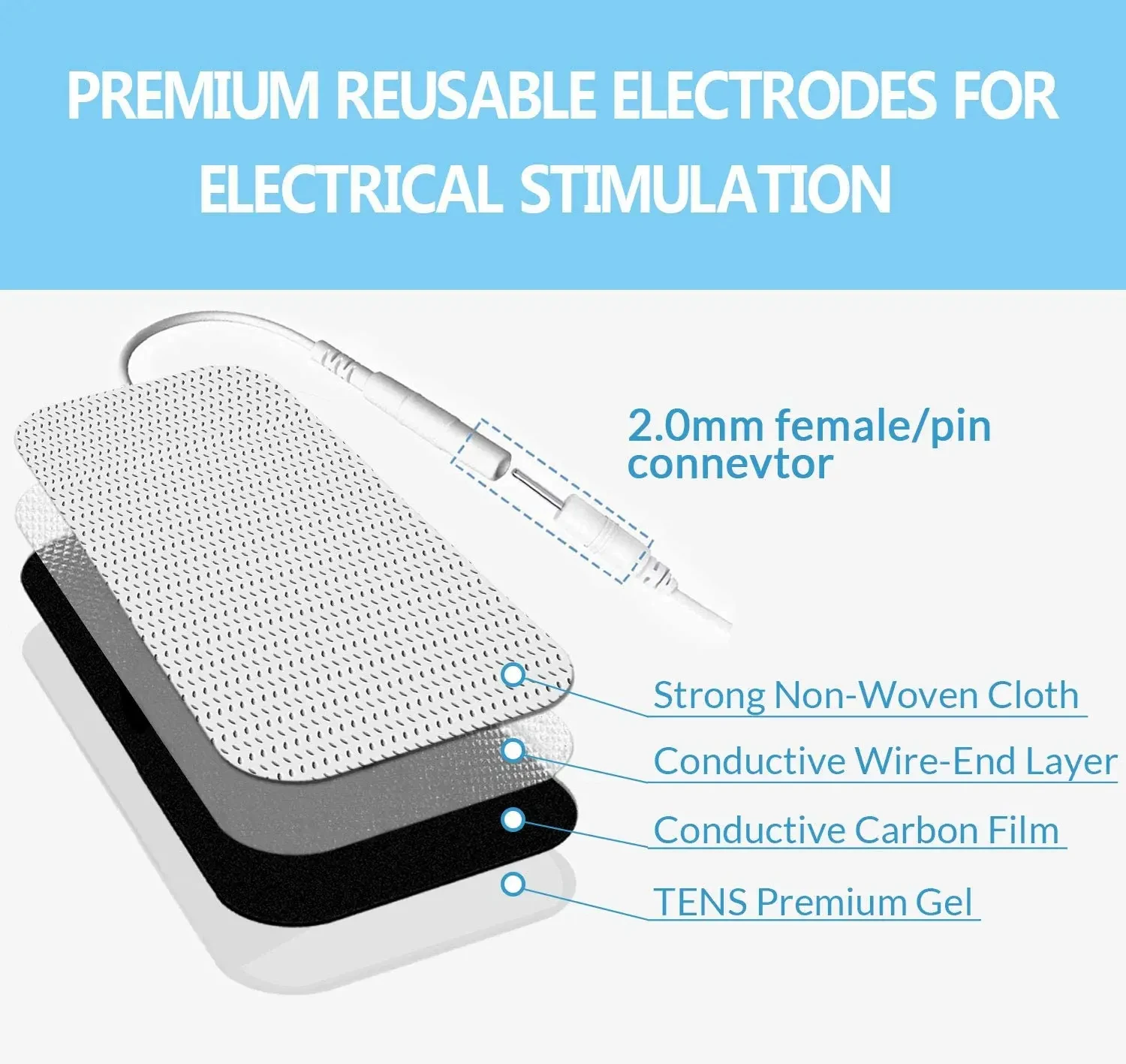 10/30/50PCS Electrode Pads Gel Patch Reusable Tens Acupuncture Digital Pulse Physiotherapy ​Pad Muscle Stimulator Massage Paster