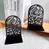 Rose Metal Book Ends -Black L Shaped Book Stand Holder for Home Office Desk, Creative Gift for Dads and Loved Ones 3