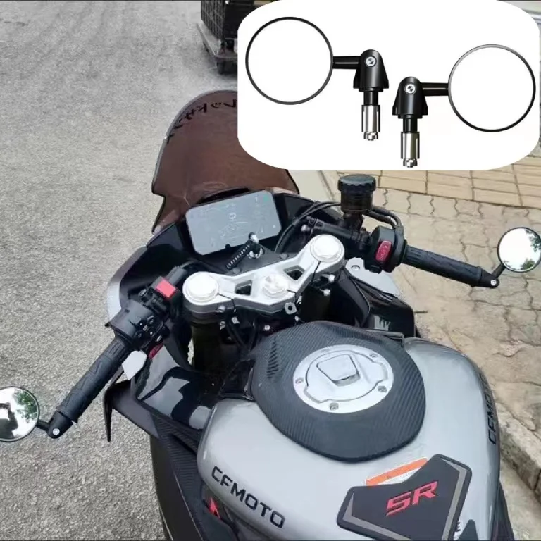 

Motorcycle Rear View Mirrors Round Handle Bar End Foldable Motorbike Universal Retro Handlebar Head Reversing Rearview Mirror