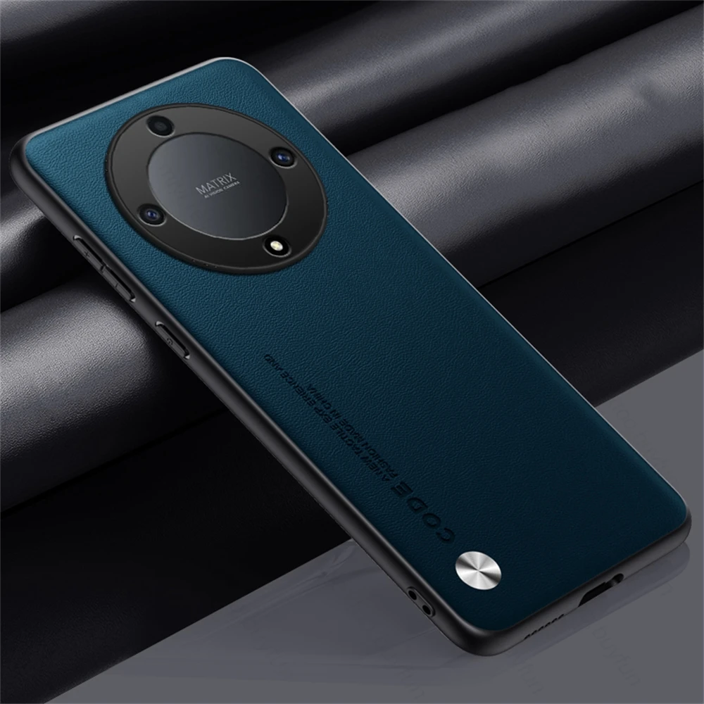 Honer Magic6lite Case Plain Leather Phone Cover For Honor Magic6 Lite 6Lite Light 5G 2024 TPU Soft Frame Protect Funda_voghion.com