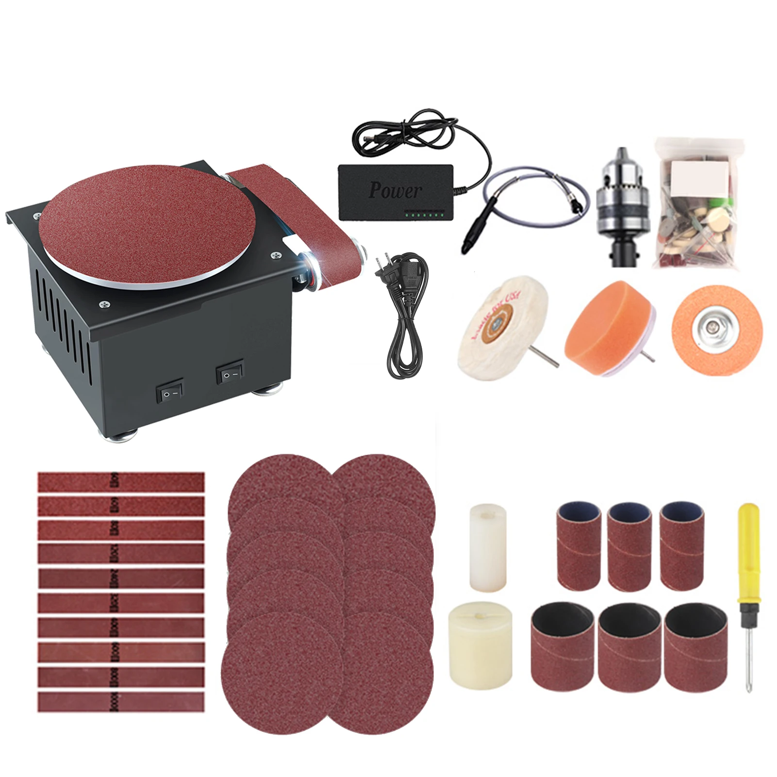 Mini Bench Belt Disc Sander Sanding Roller with Flexible Extension Rod