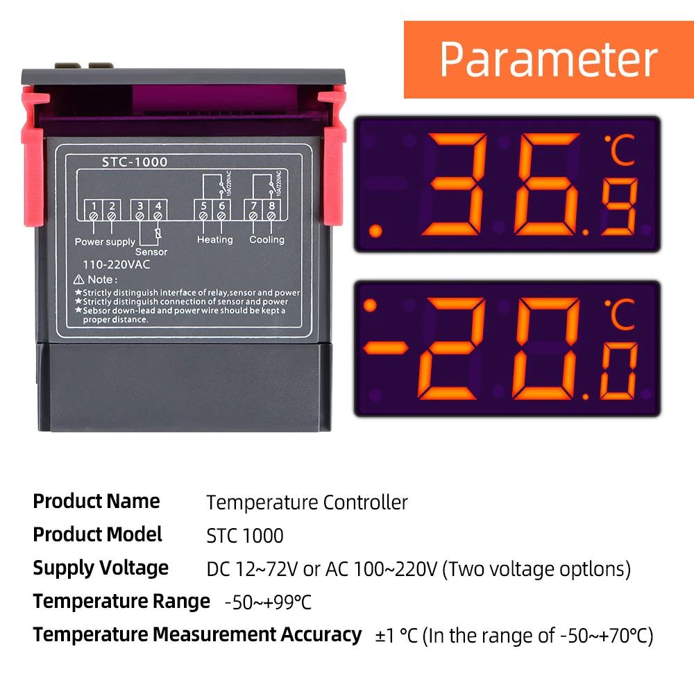 1Stks 12V/24V/110V/220V STC-1000 Digital Temperature Controller