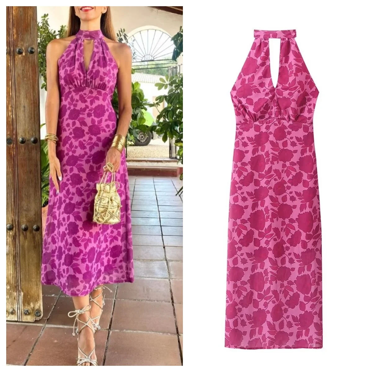 European And American New Fashion Women's Sleeveless Hip Print Dress