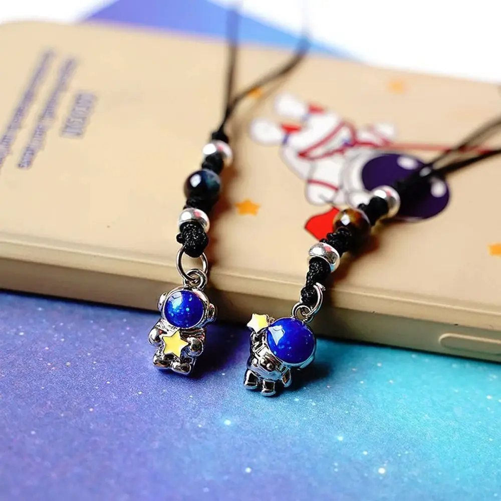 1Pc Space Astronaut Series Phone Charm Blue Beaded Astronaut Pendant Mobile Phone Strap Cute Cartoon Phone Jewelry