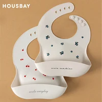 Baby Bib Waterproof Soft Silicone Scarf Summer Cute Cherry Print Adjustable Bibs Burp Cloths Baby Feeding Aprons Kids Eating 1