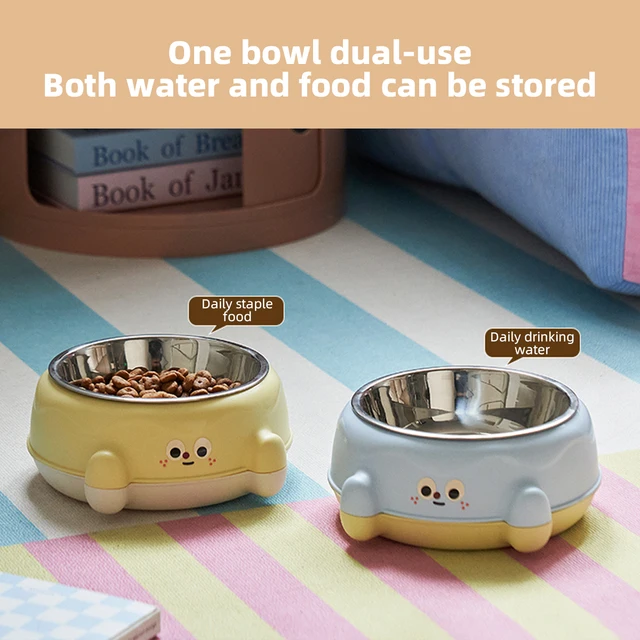 Cute pet bowl - Stainless steel inner bowl. Easy to clean. Equipped with a cute big eye design. Suitable for dogs and cats. 3