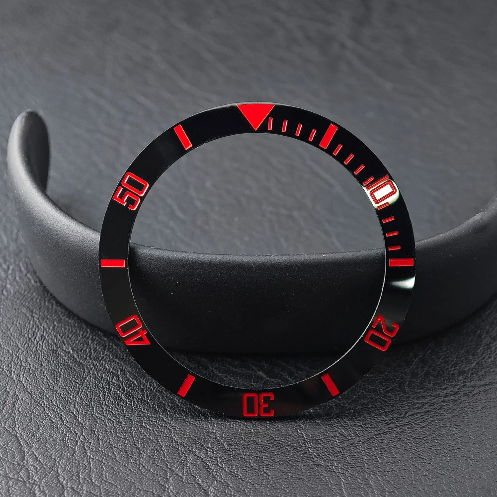 Men's Watch Replacement Bezel Insert with Tilted Ceramic and Carbon Fiber Texture