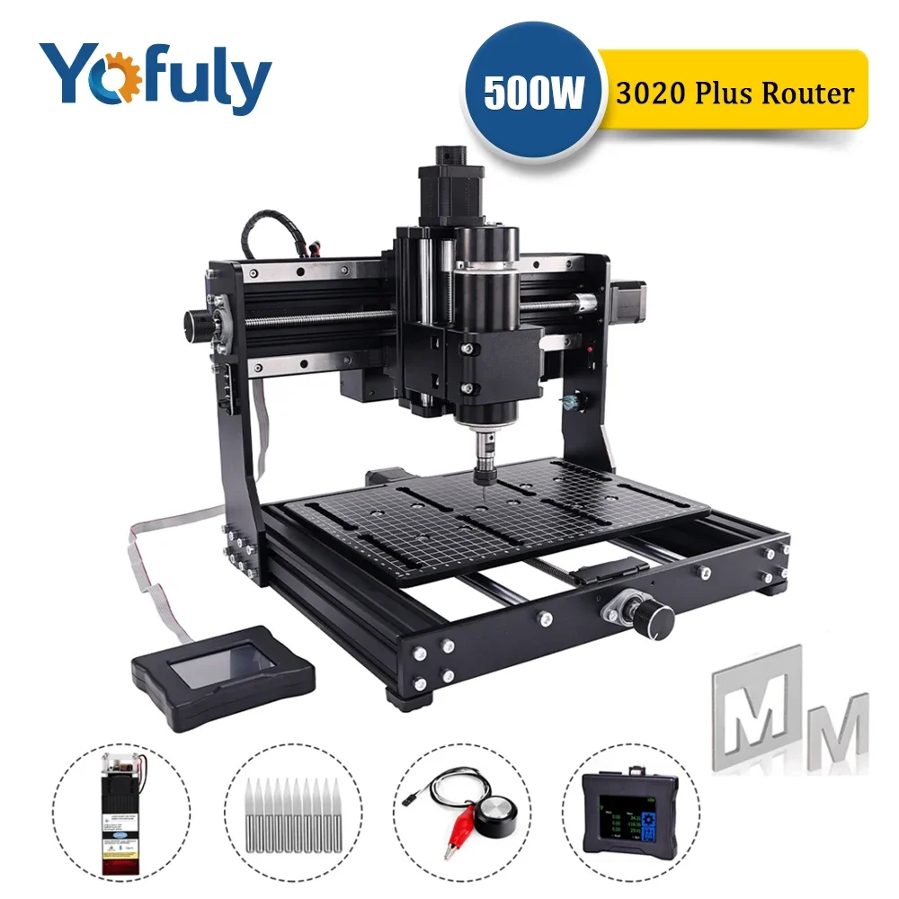 

Yofuly CNC 3020 Plus Max Engraving Machine 500W Spindle Wood Router For Metal Acrylic Milling Cutting Machine 40w Laser Engraver