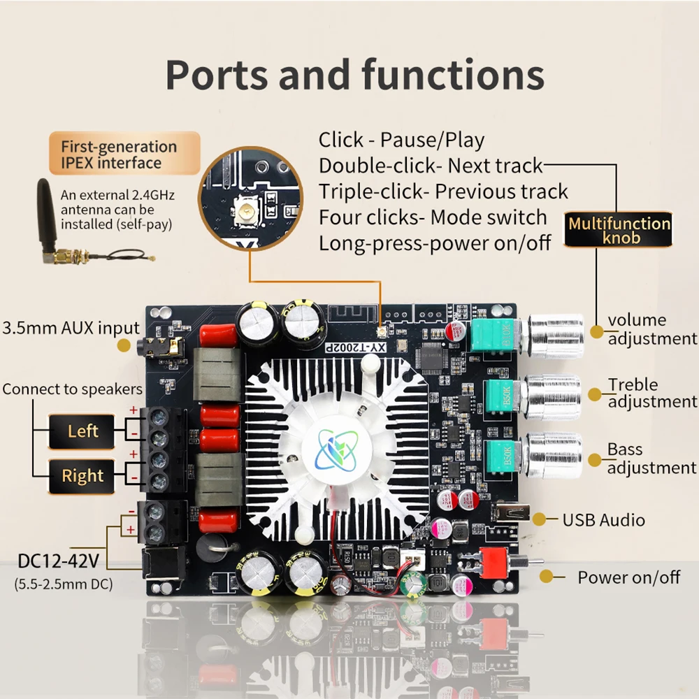 XY-T2002P Bluetooth Digital Sound Amplifier Module 200W*2 Audio