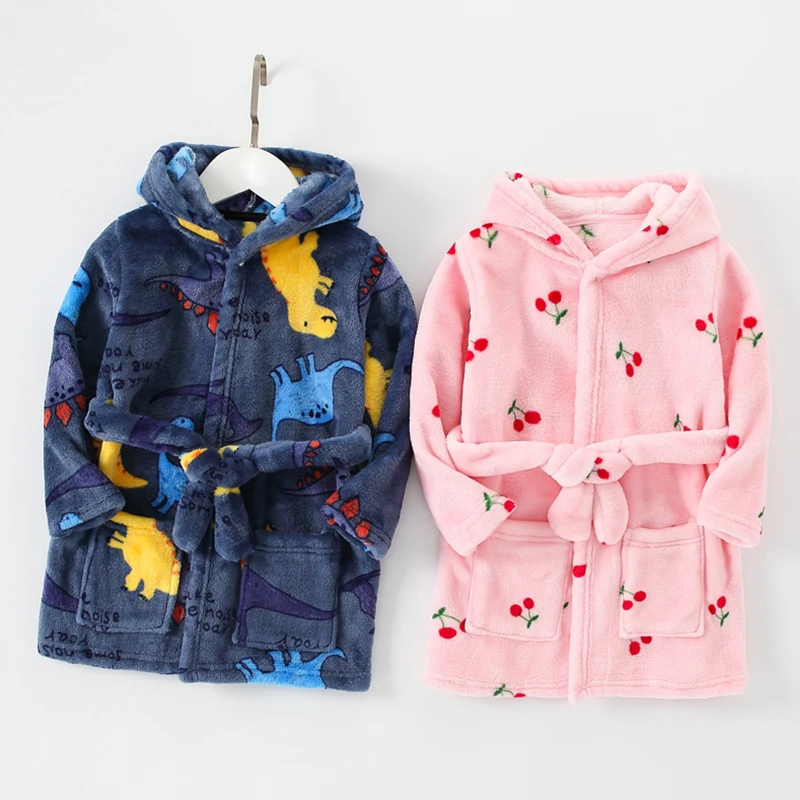 Child Bathrobe Flannel Winter Kids Sleepwear Robe Infant Pijamas Nightgown For Boys Girls 10-2 Years