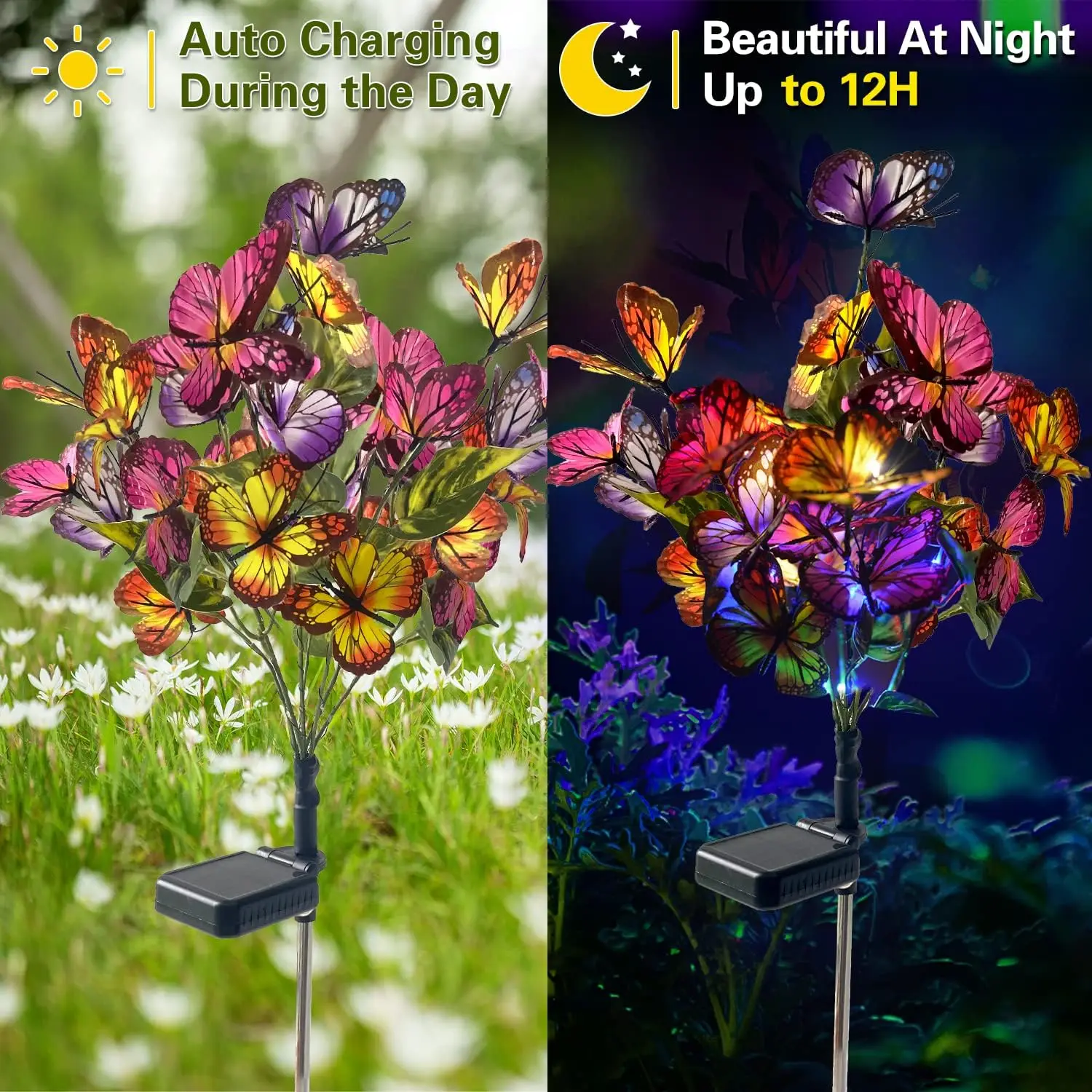 Outdoor Solar Light Garden Butterfly Light,Upgrated Solar Stake Light with Four Color LED Butterflies for Party/Yard Decoration