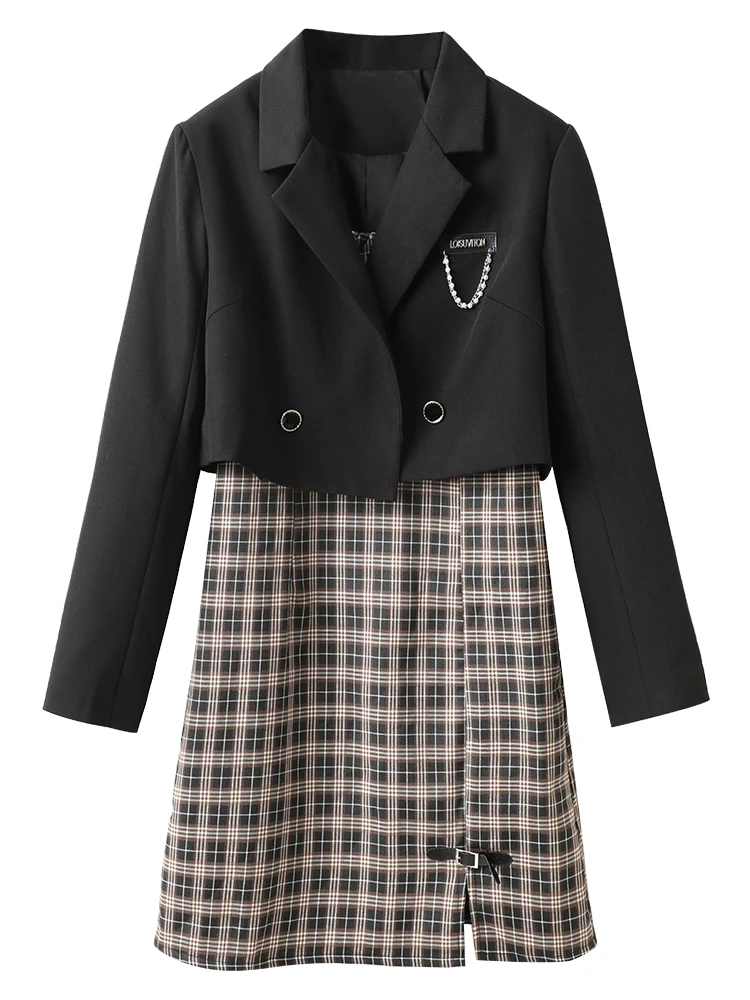 2022-spring-autumn-blazers-suits-women's-clothing-new-vintage-plaid-suspender-dress--black-blazer-jackets-two-piece-sets-d1930