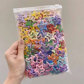 50 pz Colorato Kawaii Star Barrettes Y2K Ragazze Dolci BB Solid Star Fermagli per capelli Clip a scatto in metallo Copricapo Gioielli per capelli Regali 1