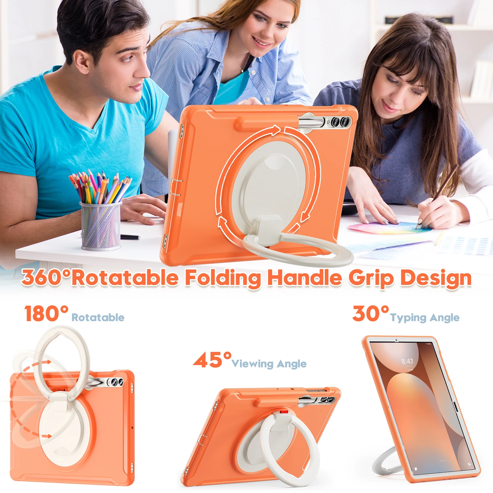 Durable Handle Kickstand Shockproof Tablet Case Cover with Stand