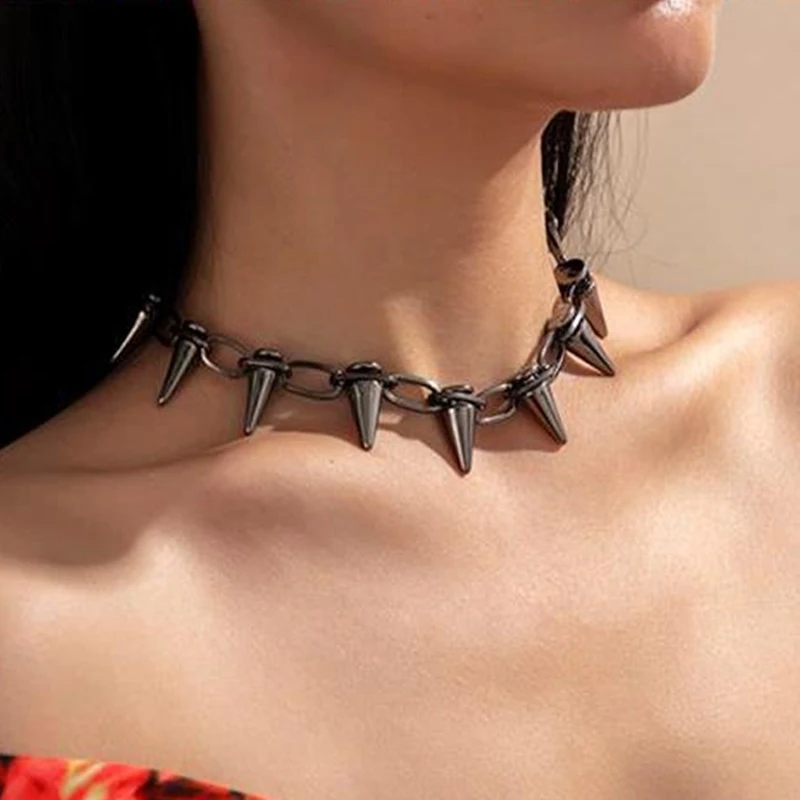 Colar-de-espinhos-para-homem-e-mulher-chopunk-spike-women-chains-rock-k ...