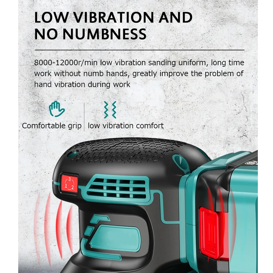 Mini Brushless Electric Sander 125mm 3 Speed Adjustable Wood Grinder Polishing Sanding Machine for Makita (No Battery)