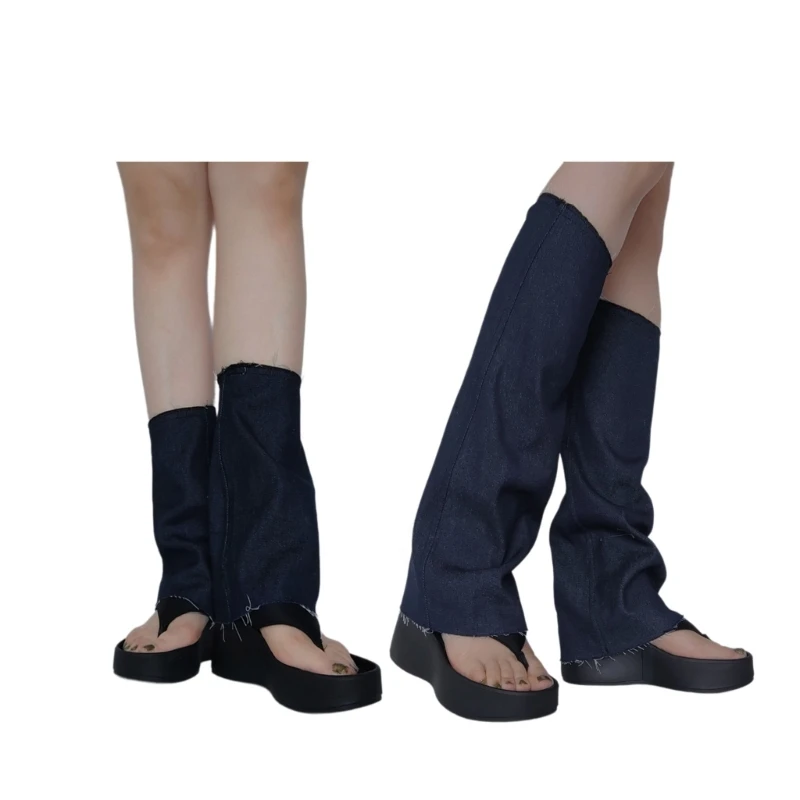 

Women Leg Warmer Harajuku Vintage Distressed Denims Leg Sleeve Long Socks