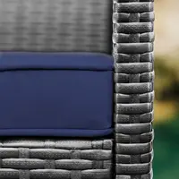 3-Piece Wicker Patio Furniture Set with Table and 2 Chairs, Waterproof Outdoor Seating in Grey/Navy 6