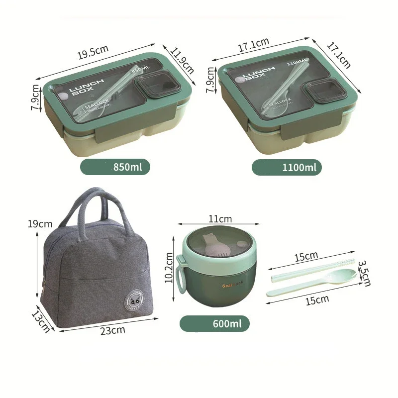 Portable Leakproof Food Storage Container Bento Box for School Office