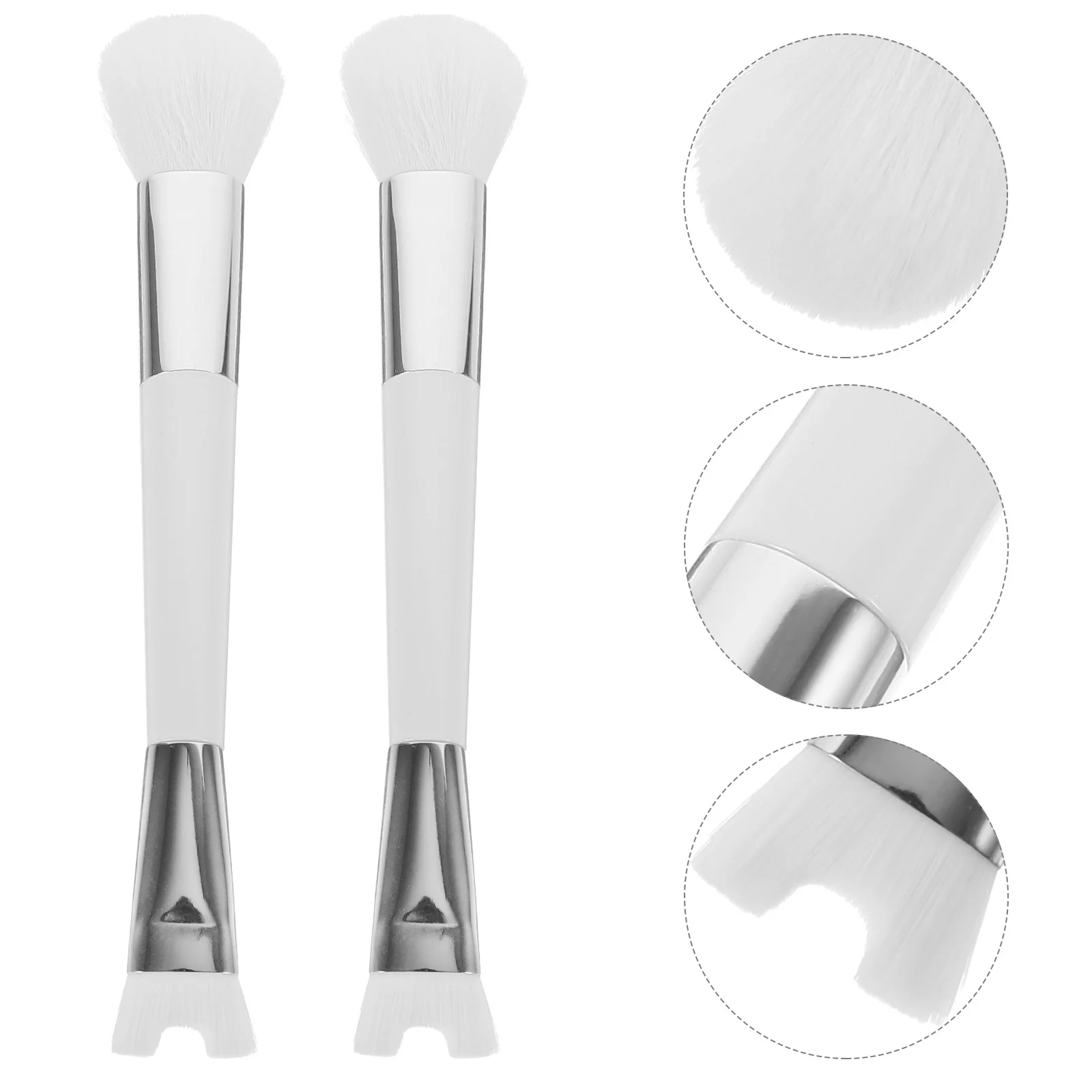 

2 Pcs Mineral Double Head Blush Brush Travel Contour Nose Shaper Silica Gel Brushes