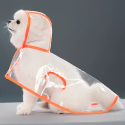 Waterproof Hooded Dog Raincoat - Transparent Rainwear Poncho for Small to Medium Breeds (Orange)