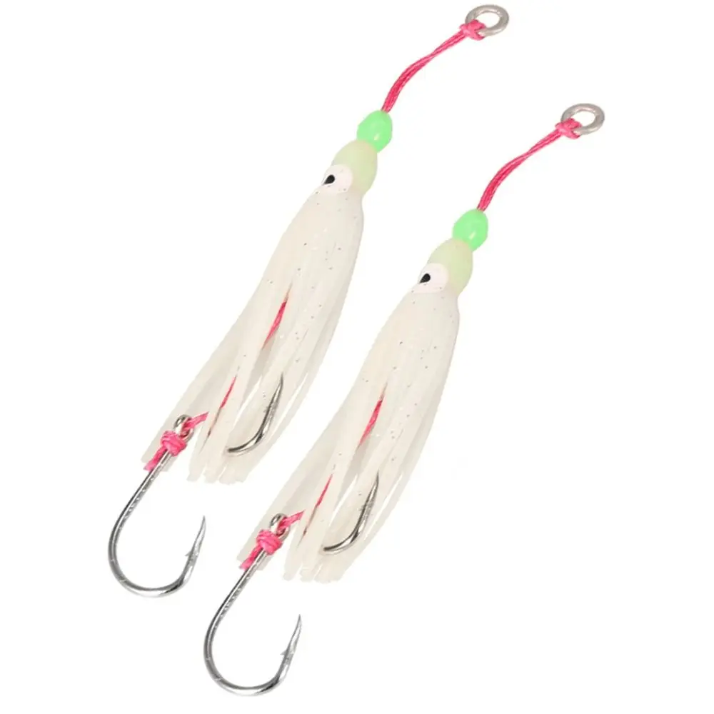 2pcs Squid Skirt Lure Soft Lures Double Barbed Hook Squid Snapper Jig Hook  6cm/10cm/12cm - AliExpress