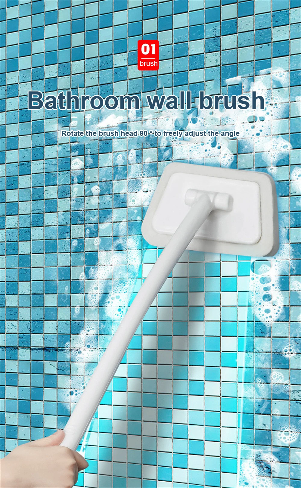 Description Picture 2 of itemMulti-Functional Bathroom Wall Brush Long Handle Removable Household Floor Bathtub Brushes Ceramic Tile Sponge Cleaning Brush