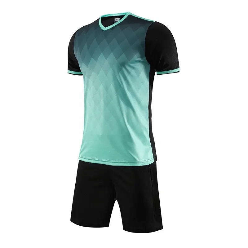 Hot Selling Summer T-shirt+shorts 2-piece Set for Men's Casual Fitness Jogging Sportswear,Kids Soccer Jerseys Training Sets