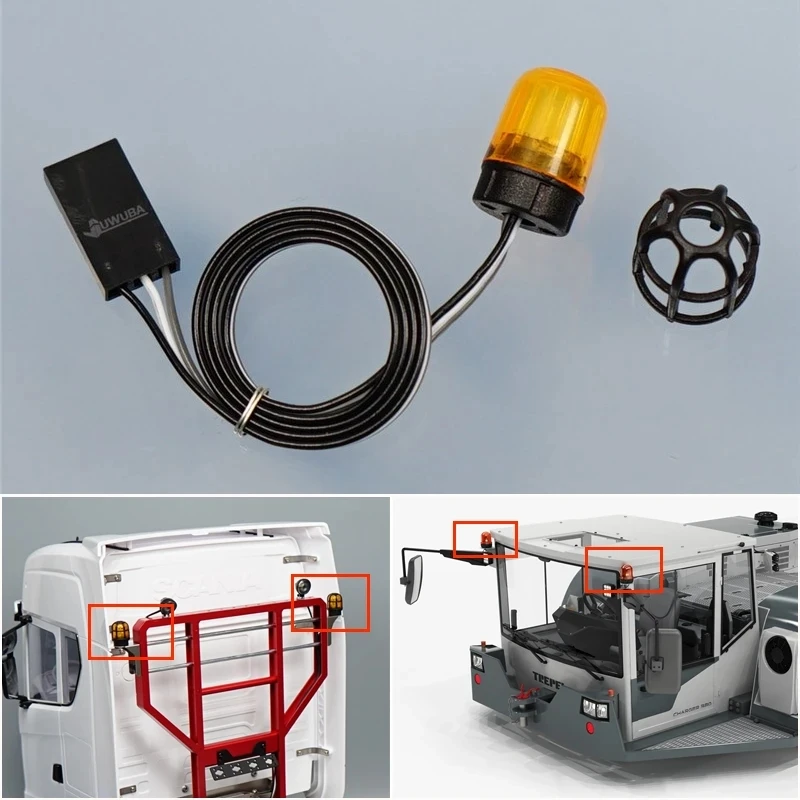 

1pcs 360 Degree Rotating Light LED Engineering Lamp 1/14 For Tamiya Lesu For Scania Man Actros Volvo Car Parts Rc Truck Trailer
