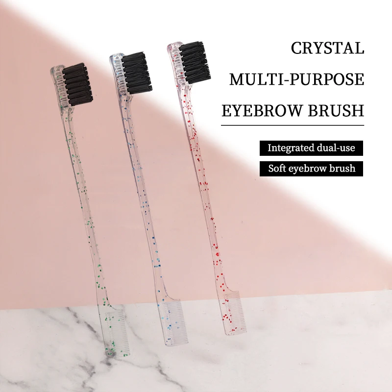 

Crystal Beauty Double Side Edge Hair Comb Eyebrow Combing Brush 2 In 1 Control Hair Brush