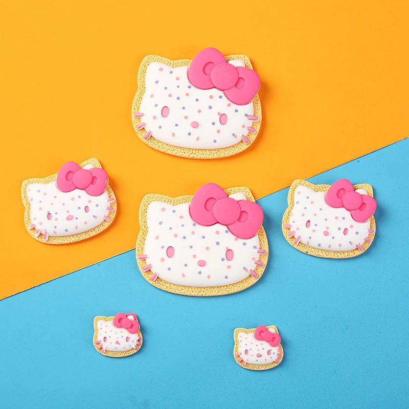 

Anime Kawaii Hello KT Cute Cartoon Resin Biscuits Miniature Toys DIY Phone Case Patch Hair Accessories Girl Heart Gift