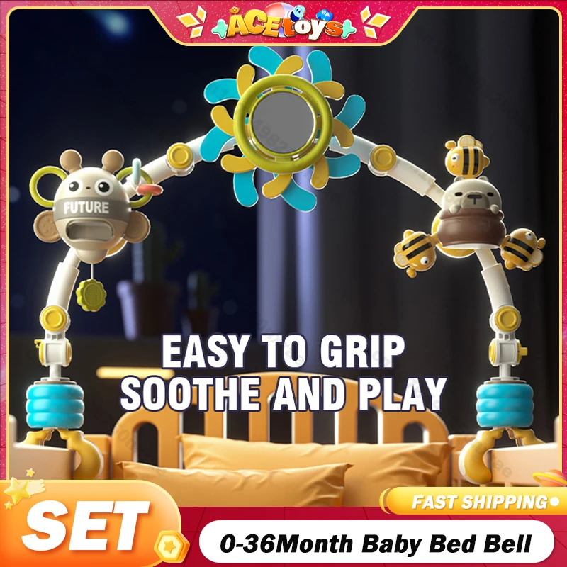 

Baby Toys Bee Bedbell Stroller Arch Infant Travel Car Seat Montessori Crib Accessory Rattles Sensory Toy Mobile Pram Activity