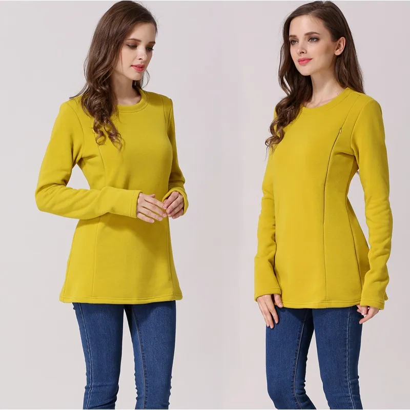 Emotion Moms Winter Maternity Sweater Thick Fleece Lining Breastfeeding Jumper Invisible Zipper Nursing Clothes Lactation Wear 4