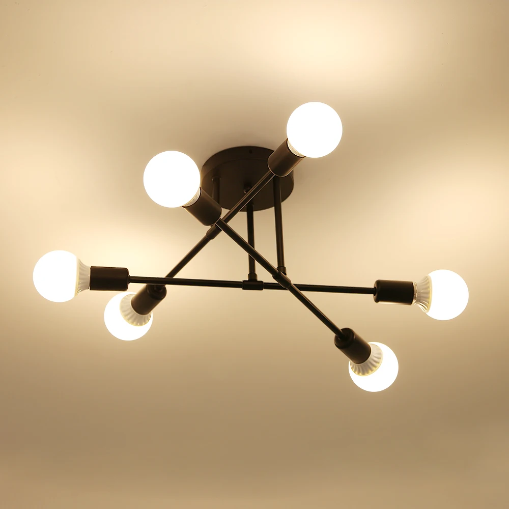 Modern Ceilihg Light, 6-Light Chandelier,Flush Mount Ceilihg Light Fixture for Bedroom,Dining Room,Office（Bulb not included）