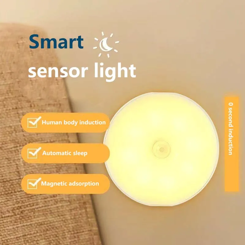 LED Smart Human Body Sensor Lamp Emergency Automatic Night Light Sensor Wardrobe Lamp Entrance Stair Lamp USB Charging