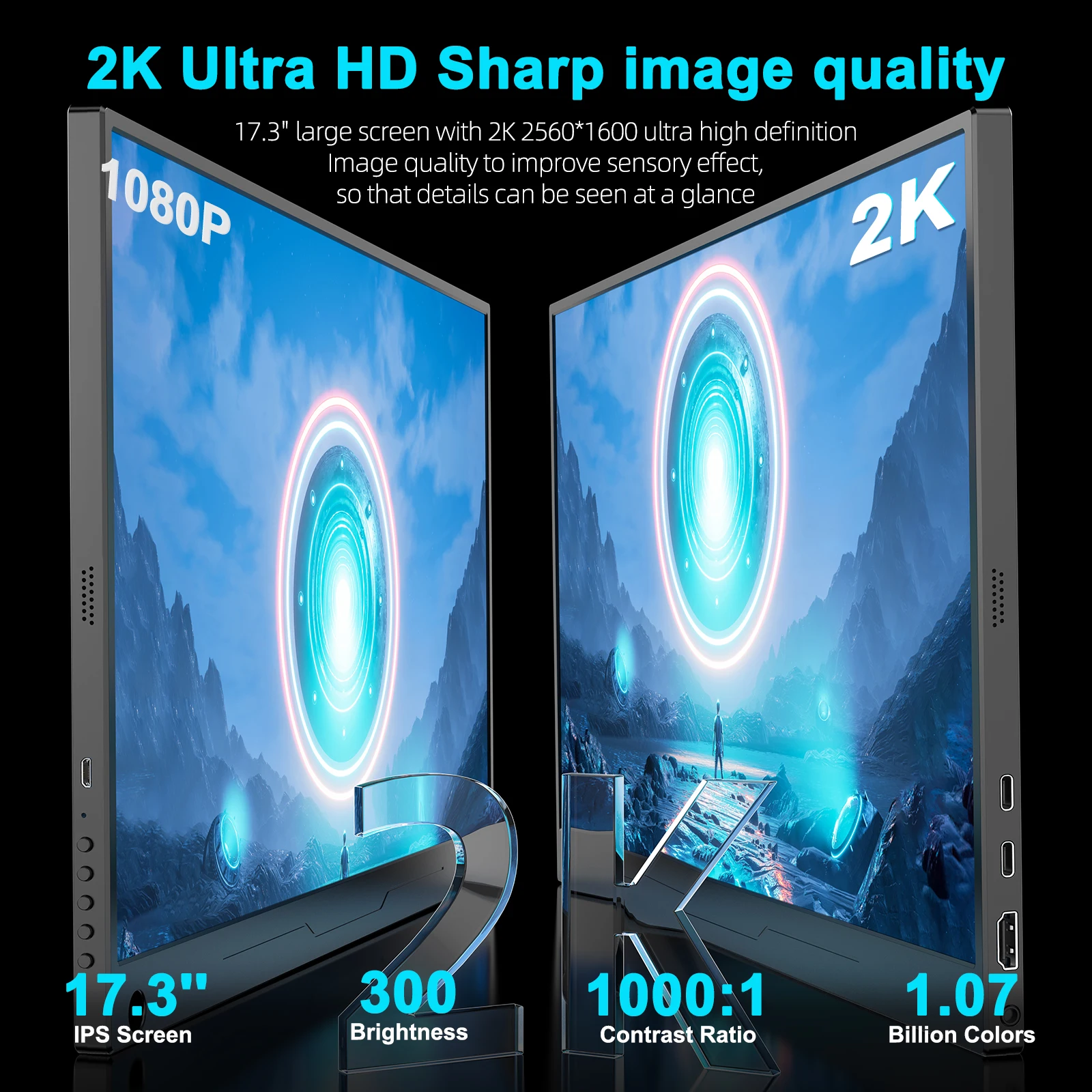 UPERFECT UGame J7 2K 144Hz ޴    17.3 ġ 2560x1440P IPS ũ Ʈ ȭ  ܼ  ũ PS4/5 ġ HDR ÷(VESA Ŀ 