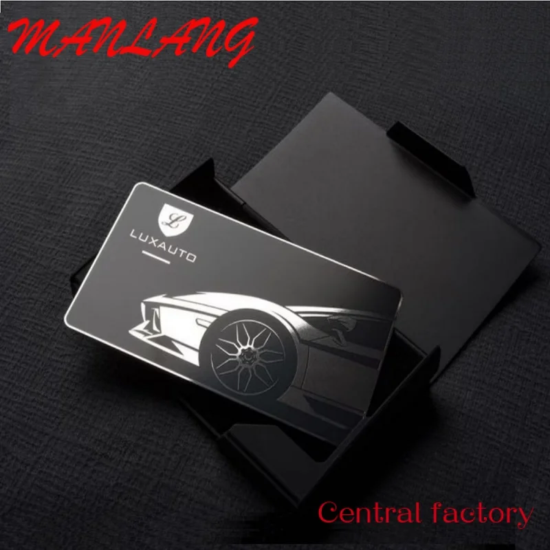 Custom  Custoized Logo Nae Stainls Steel Busins Card atte Bla etal Prootion Busins Card etal ebers Visiting Nae Card