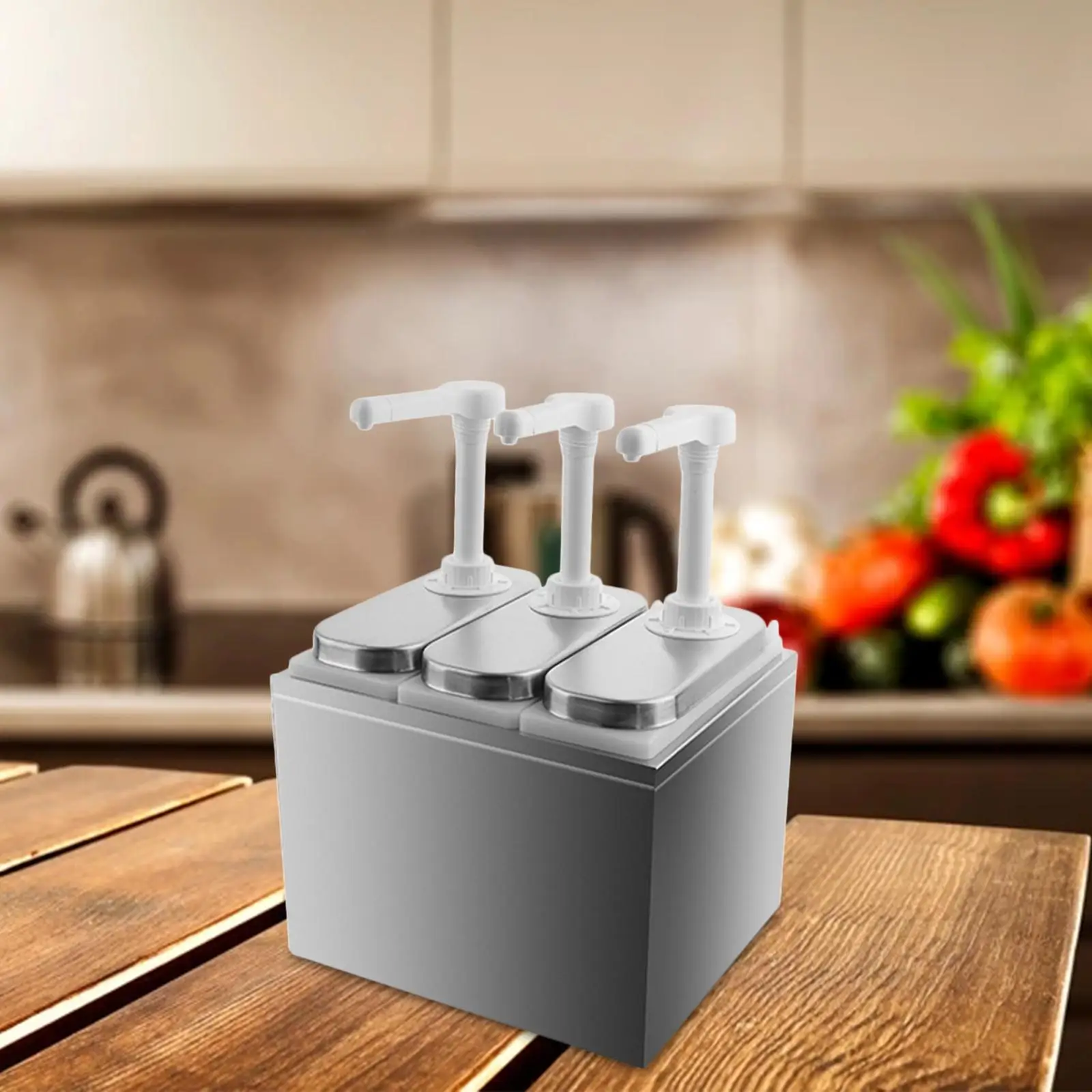 Sauce Dispenser 1L Condiment Pump Station, Stainless Plastic Inner Box Wide Applications Premium Quality