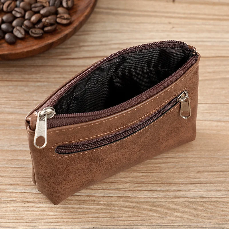Portamonete in pelle Mini portafoglio per donna Uomo Portamonete con cerniera Portachiavi Portamonete piccolo - immagine 4