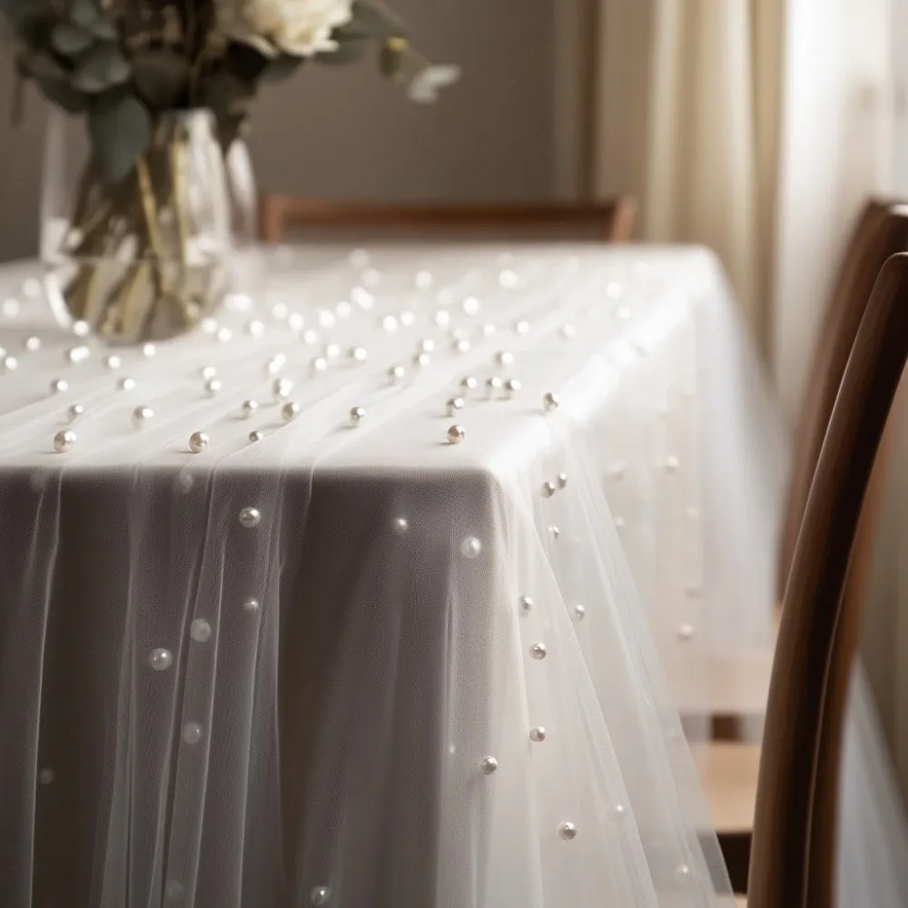 Dreamy Luxury Wedding Table Runner Romantic Multi-color Gauze Tablecloth Semi-Transparent Table Cover Wedding