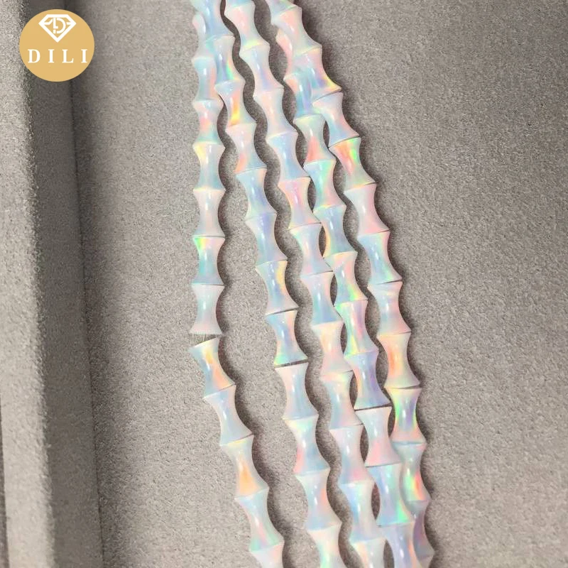 4x6mm Blue Color White Color Bone Shape Nebula Opal Bead in Strand, Bamboo Shape Synthetic Aurora Opal