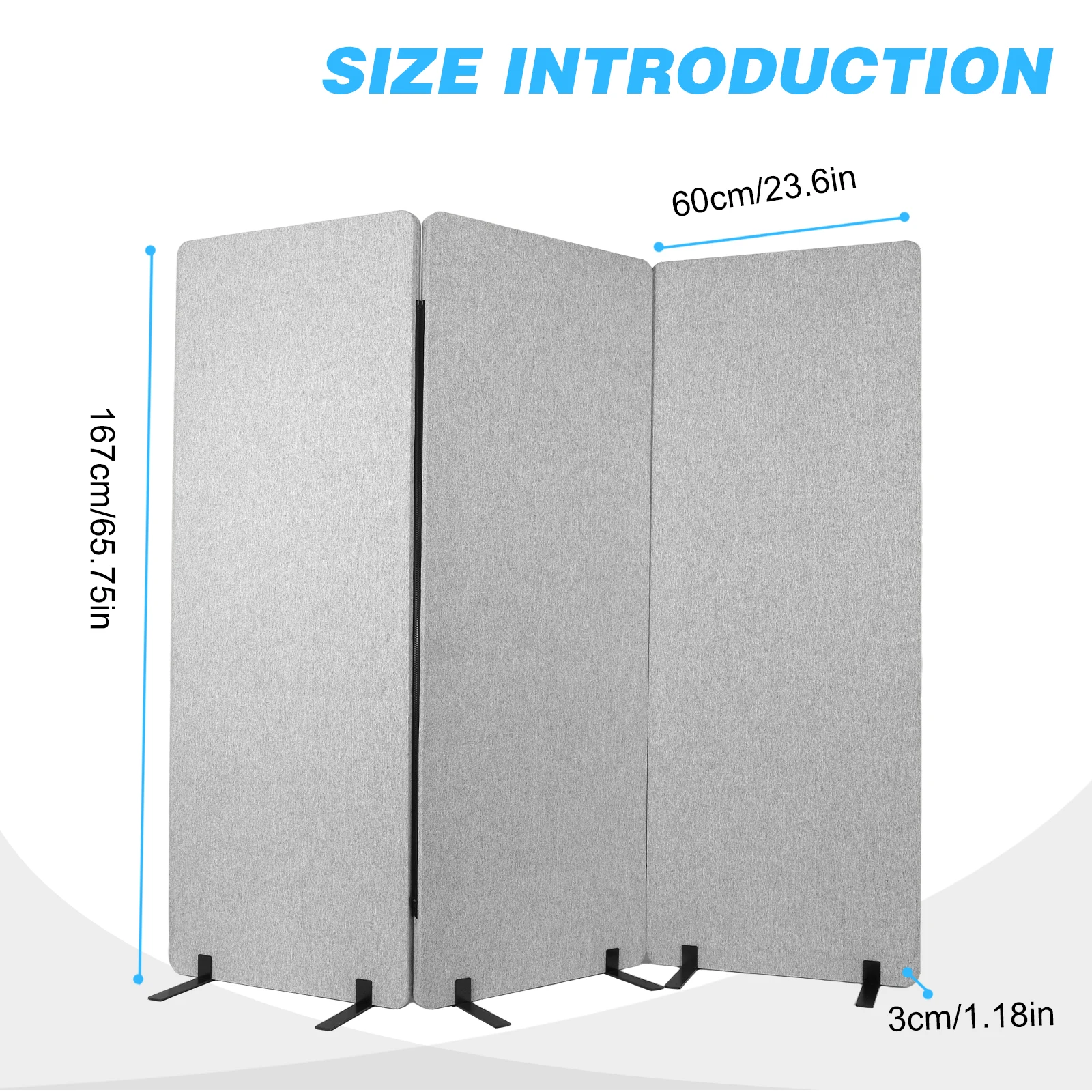 3 Panel Soundproof Privacy Panels for Dorm Studio Office (foothol Light Grey)