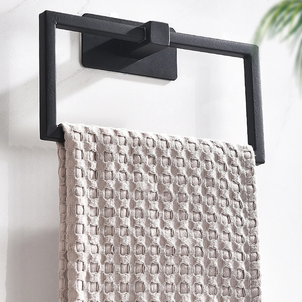 Bathroom towel holder Stainless Steel Square Towel Holder self adhesive towel rack 180 Rotatable hanger For bathroom kitchen storage accessories