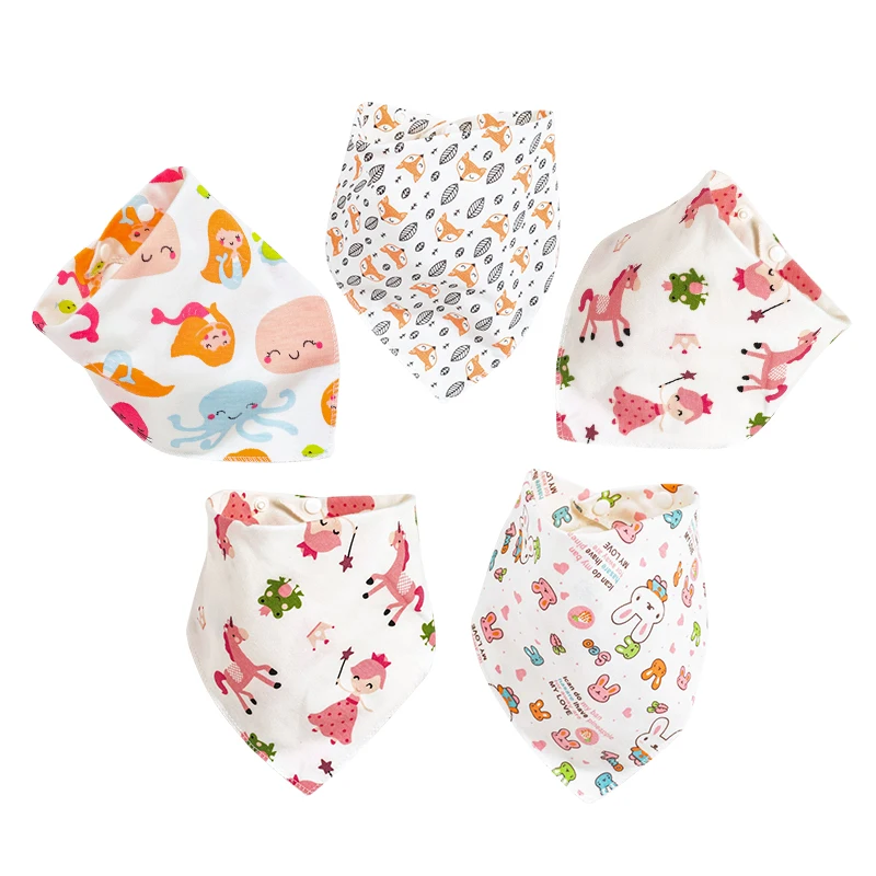 newborn socks for babies Baby Bibs Triangle Double Cotton Bibs Cute Cotton Comfortable Drooling and Teething 5 Pcs Towel Saliva Towel for Newborn Child Baby Accessories cute	 Baby Accessories