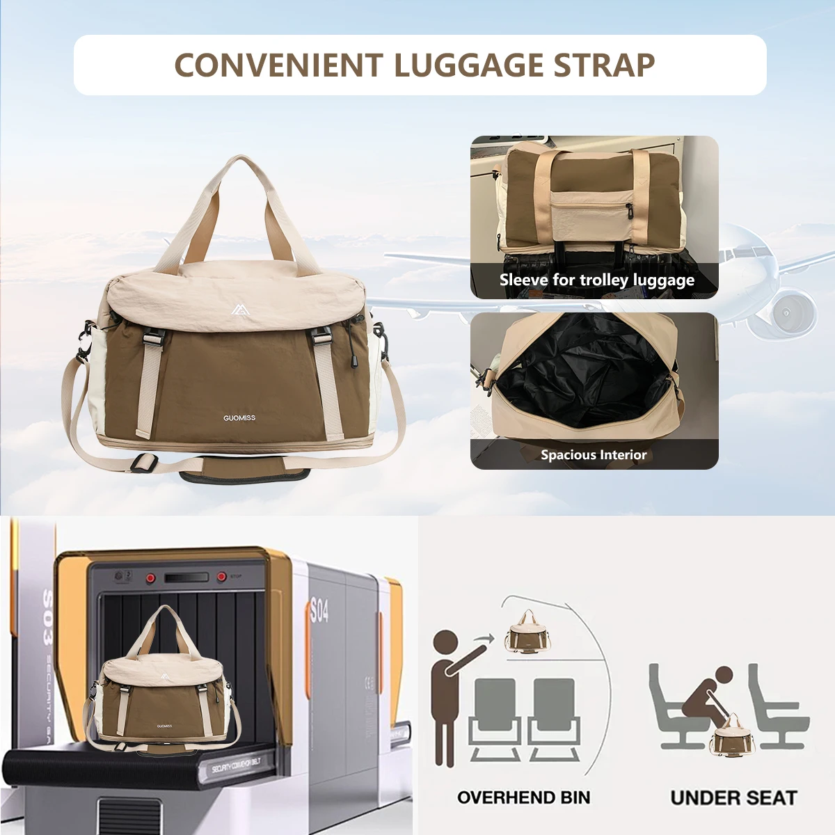 Men's Lightweight Travel Bag, Short-Distance Large-Capacity Luggage Bag, Women's Dry and Wet Separation Portable Fashion Bag for Business Trips, Sports and Mountaineering